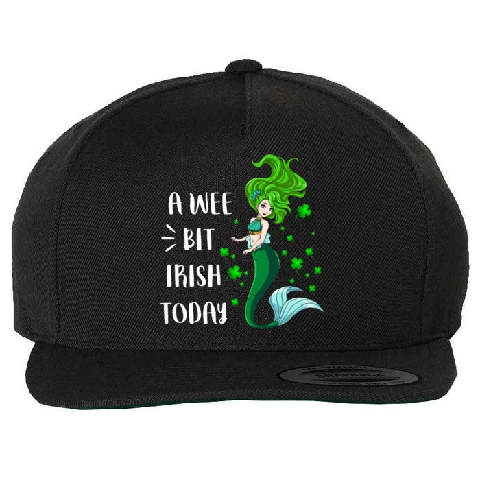 A Wee Bit Irish Today Mermaid St Patrick's Day Gift Wool Snapback Cap