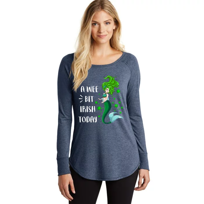 A Wee Bit Irish Today Mermaid St Patrick's Day Gift Women's Perfect Tri Tunic Long Sleeve Shirt