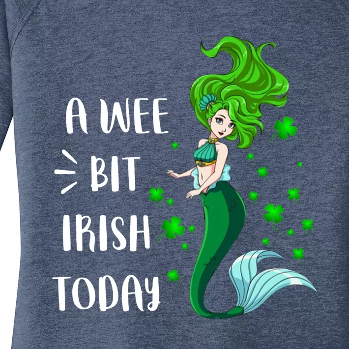 A Wee Bit Irish Today Mermaid St Patrick's Day Gift Women's Perfect Tri Tunic Long Sleeve Shirt