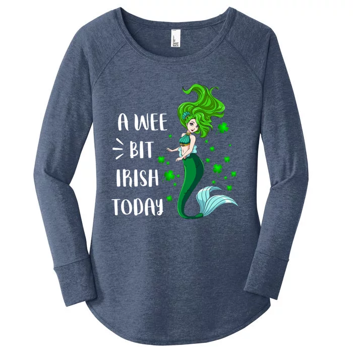 A Wee Bit Irish Today Mermaid St Patrick's Day Gift Women's Perfect Tri Tunic Long Sleeve Shirt