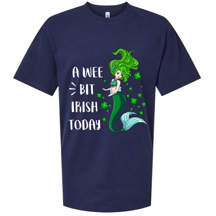 A Wee Bit Irish Today Mermaid St Patrick's Day Gift Sueded Cloud Jersey T-Shirt