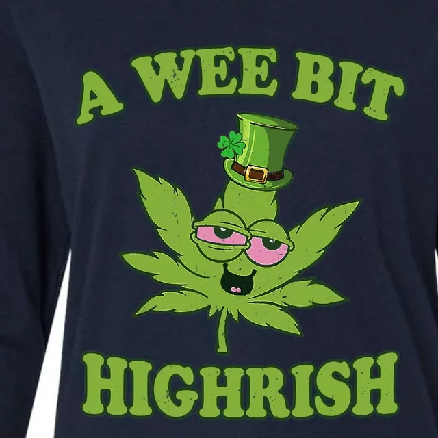 A Wee Bit Highrish Funny 420 Weed Marijuana St Patricks Day Womens Cotton Relaxed Long Sleeve T-Shirt