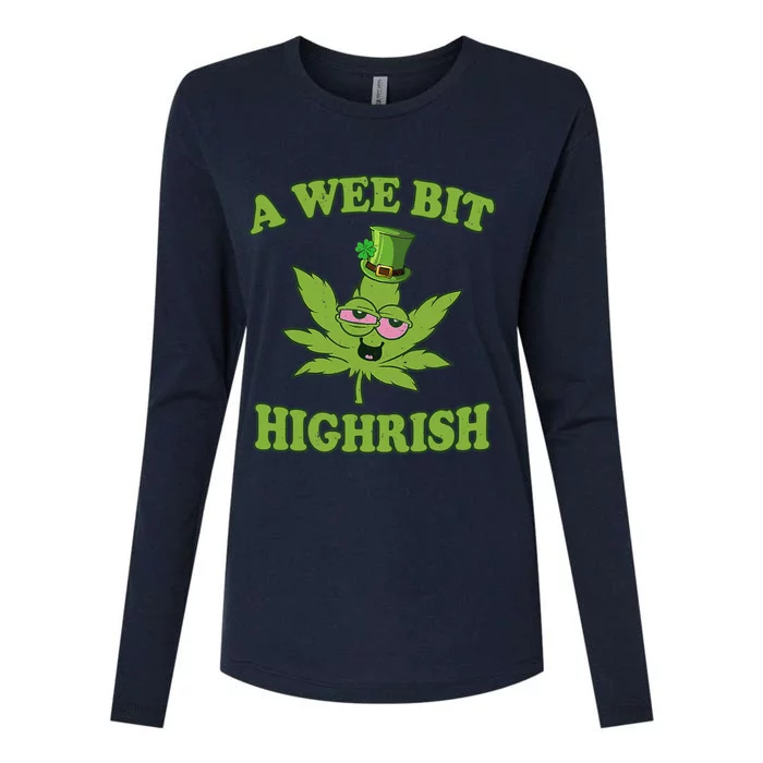 A Wee Bit Highrish Funny 420 Weed Marijuana St Patricks Day Womens Cotton Relaxed Long Sleeve T-Shirt