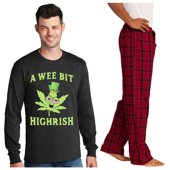 A Wee Bit Highrish Funny 420 Weed Marijuana St Patricks Day Long Sleeve Pajama Set