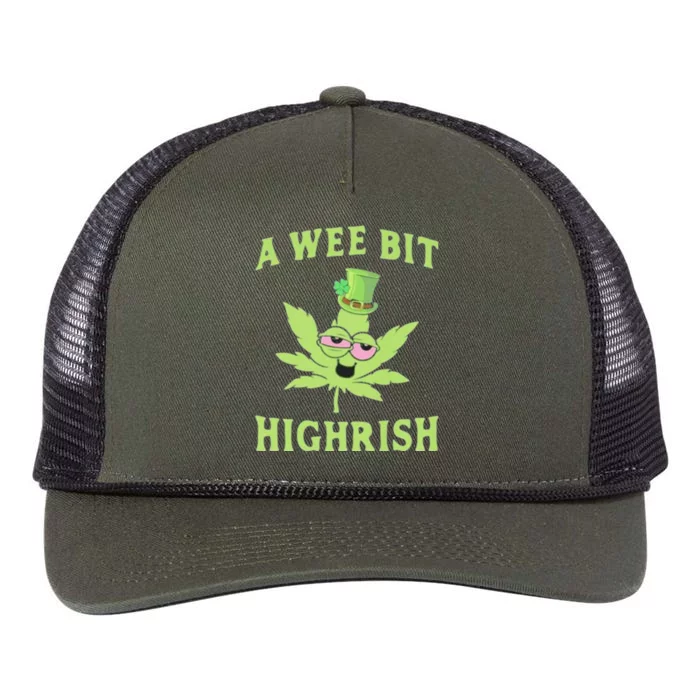 A Wee Bit Highrish Funny 420 Weed Marijuana St Patricks Day Retro Rope Trucker Hat Cap