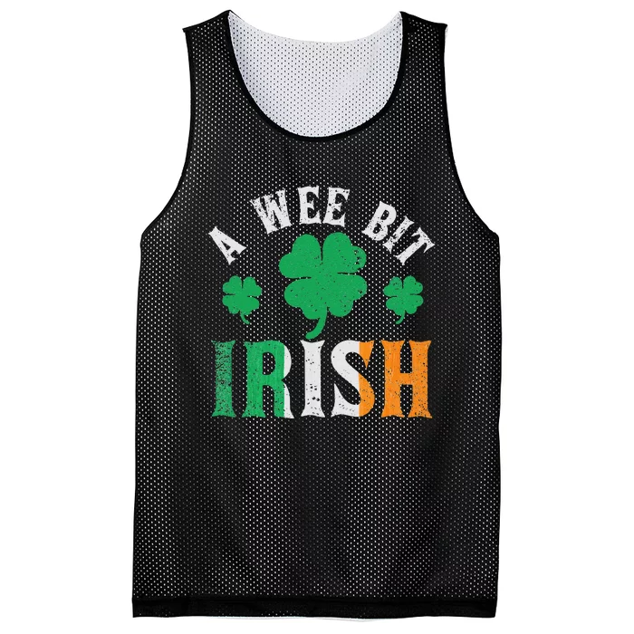 A Wee Bit Irish Saint Patrick's Day Ireland Flag Shamrock Mesh Reversible Basketball Jersey Tank