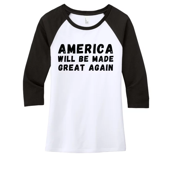 America Will Be Made Great Again Trump 2024 Hell Be Back 2024 Trump 45 47 Women's Tri-Blend 3/4-Sleeve Raglan Shirt