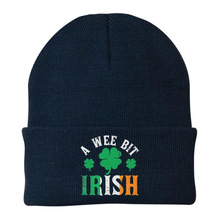 A Wee Bit Irish Saint Patrick's Day Ireland Flag Shamrock Knit Cap Winter Beanie