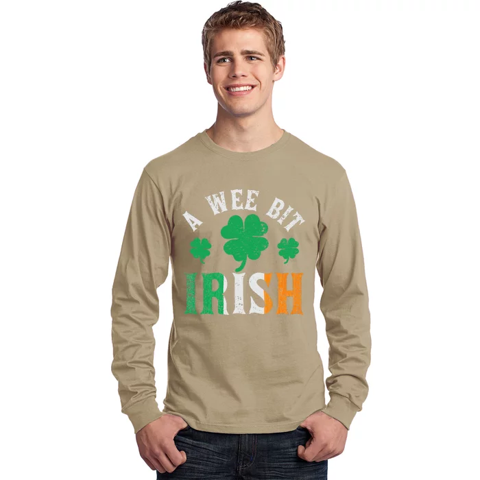 A Wee Bit Irish Saint Patrick's Day Ireland Flag Shamrock Long Sleeve Shirt