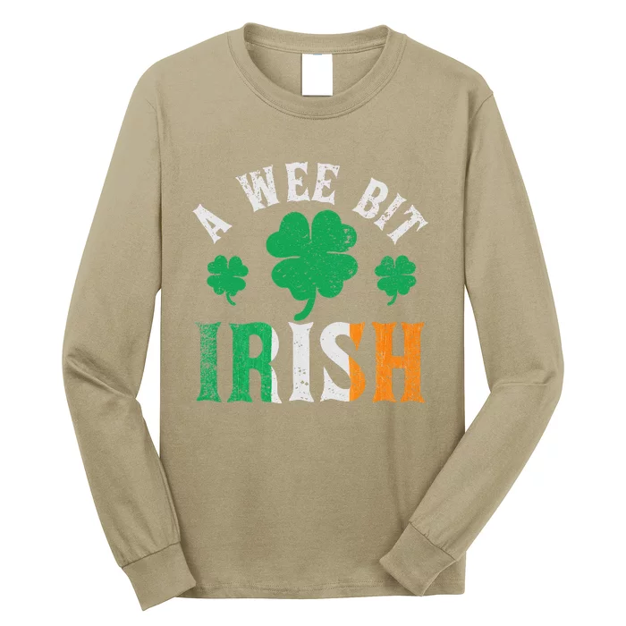 A Wee Bit Irish Saint Patrick's Day Ireland Flag Shamrock Long Sleeve Shirt