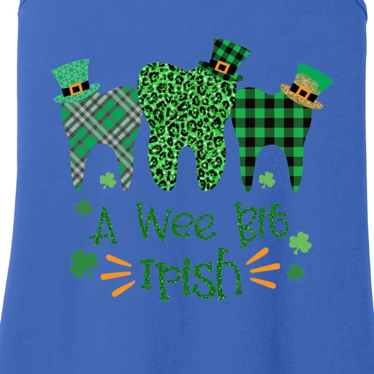 A Wee Bit Irish Leopard Plaid St Patrick’s Day Dentist Lucky Gift Ladies Essential Tank