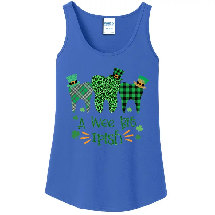 A Wee Bit Irish Leopard Plaid St Patrick’s Day Dentist Lucky Gift Ladies Essential Tank