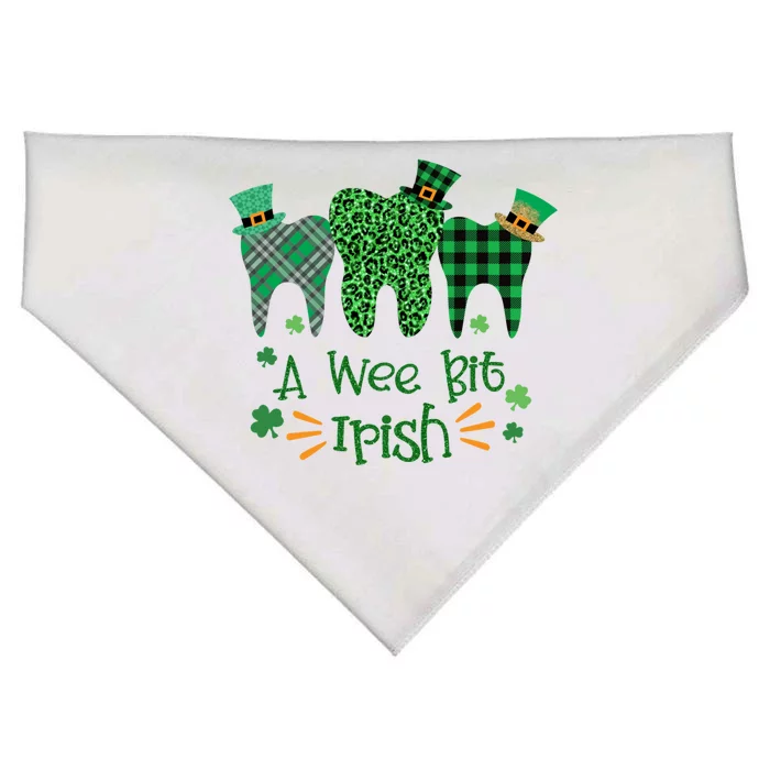 A Wee Bit Irish Leopard Plaid St Patrick’s Day Dentist Lucky Gift USA-Made Doggie Bandana