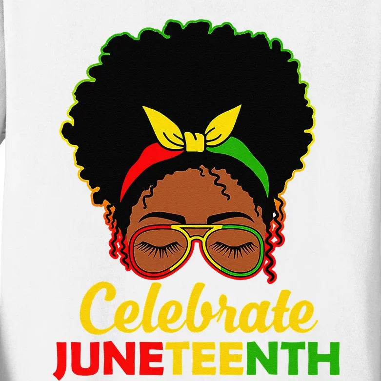 Afro Woman Black Queen African American Melanin Juneteenth Kids Long Sleeve Shirt