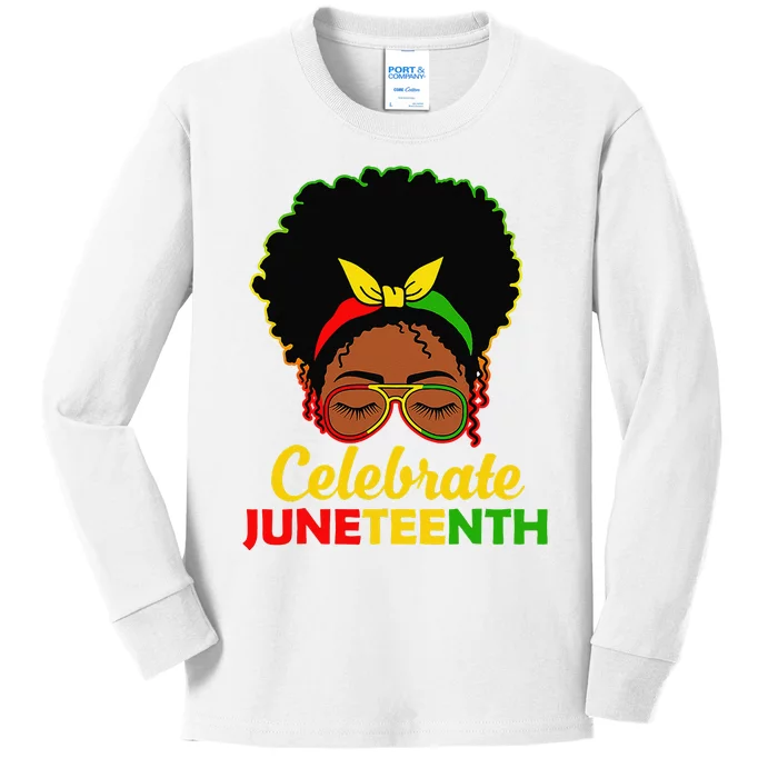 Afro Woman Black Queen African American Melanin Juneteenth Kids Long Sleeve Shirt