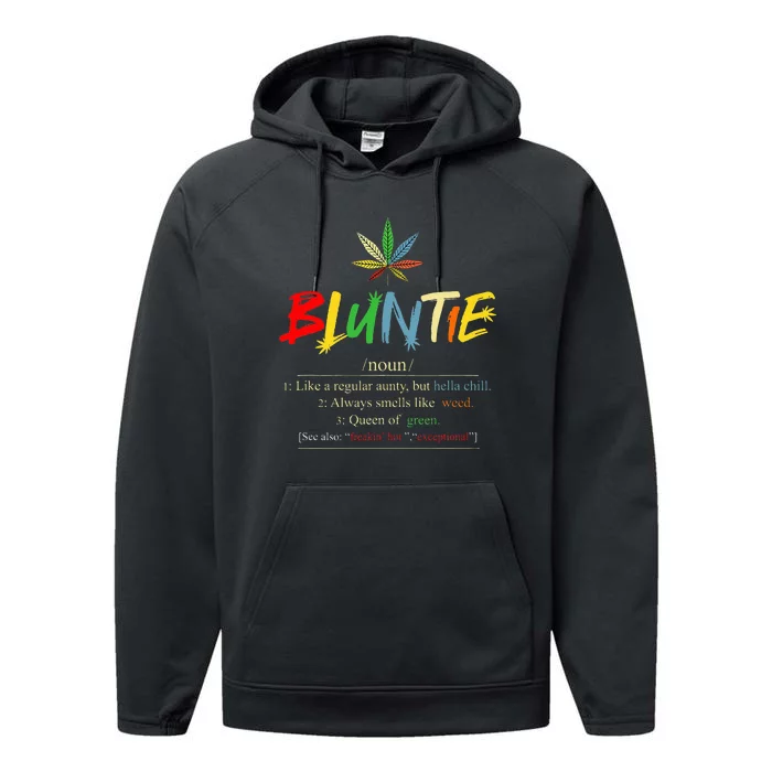 Aunt Wear Bluntie Funny Aunt Weed Performance Fleece Hoodie