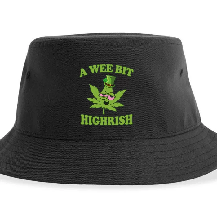 A Wee Bit Highrish Funny 420 Weed Marijuana St Patricks Day Sustainable Bucket Hat