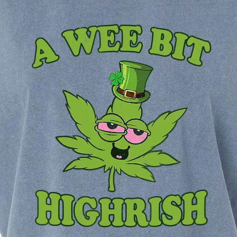 A Wee Bit Highrish Funny 420 Weed Marijuana St Patricks Day Garment-Dyed Women's Muscle Tee