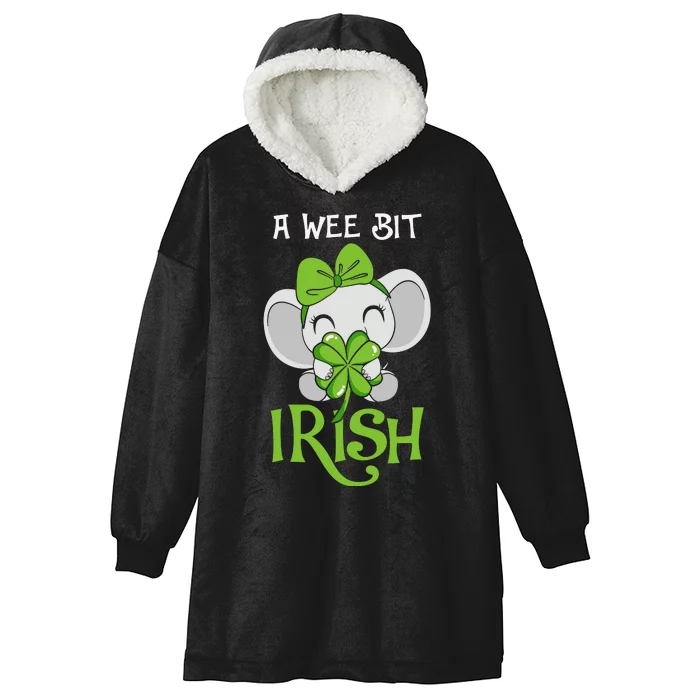 A Wee Bit Irish Cute Elephant Patricks Day Hooded Wearable Blanket