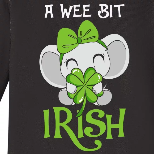 A Wee Bit Irish Cute Elephant Patricks Day Baby Long Sleeve Bodysuit