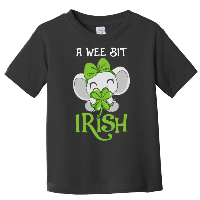 A Wee Bit Irish Cute Elephant Patricks Day Toddler T-Shirt