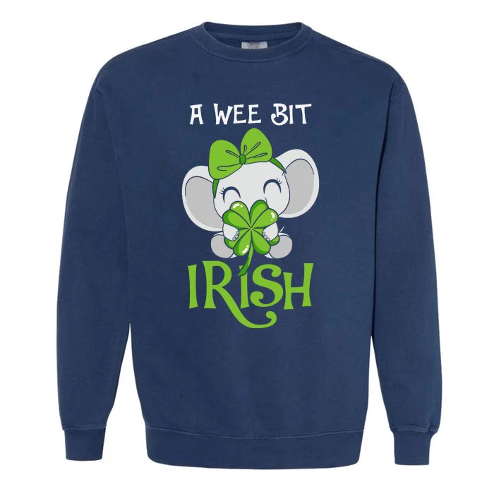 A Wee Bit Irish Cute Elephant Patricks Day Garment-Dyed Sweatshirt