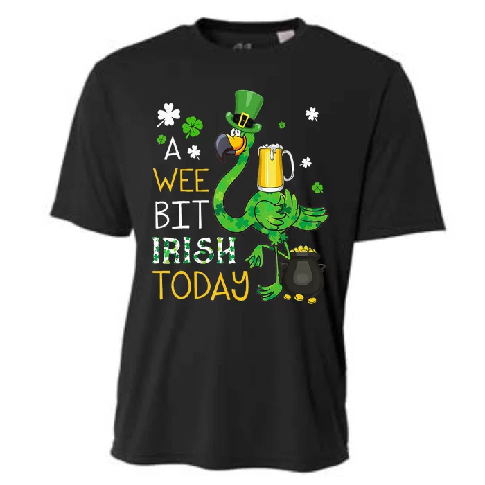 A Wee Bit Irish Today Flamingo Leprechaun St Patricks Day Cooling Performance Crew T-Shirt