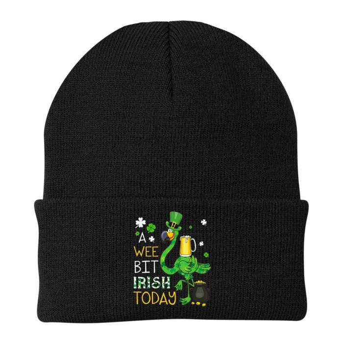 A Wee Bit Irish Today Flamingo Leprechaun St Patricks Day Knit Cap Winter Beanie