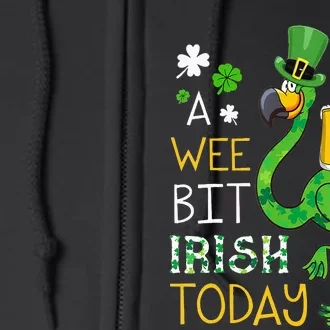 A Wee Bit Irish Today Flamingo Leprechaun St Patricks Day Full Zip Hoodie