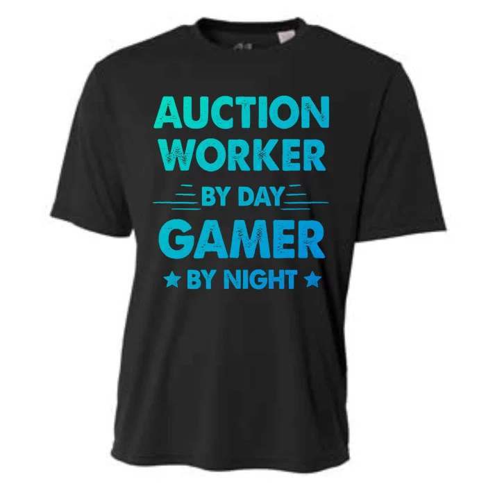 Auction Worker By Day Gamer By Night Gift Cooling Performance Crew T-Shirt