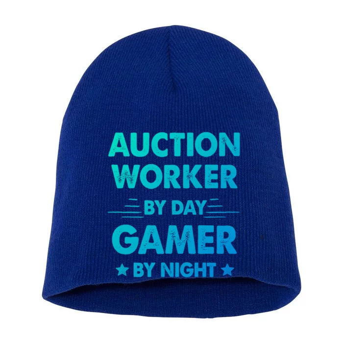 Auction Worker By Day Gamer By Night Gift Short Acrylic Beanie