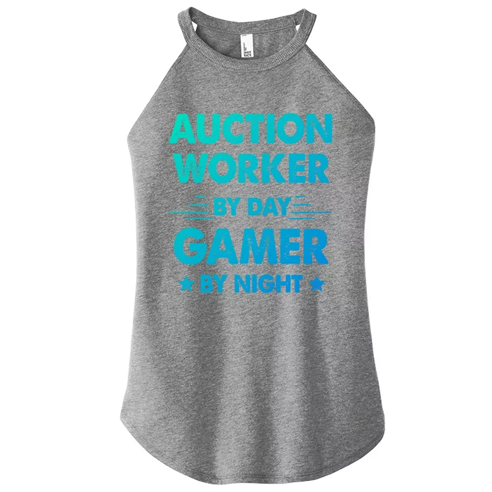 Auction Worker By Day Gamer By Night Gift Women’s Perfect Tri Rocker Tank