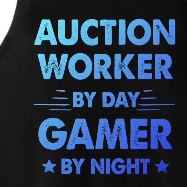 Auction Worker By Day Gamer By Night Gift Ladies Tri-Blend Wicking Tank