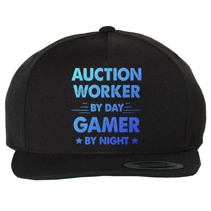 Auction Worker By Day Gamer By Night Gift Wool Snapback Cap