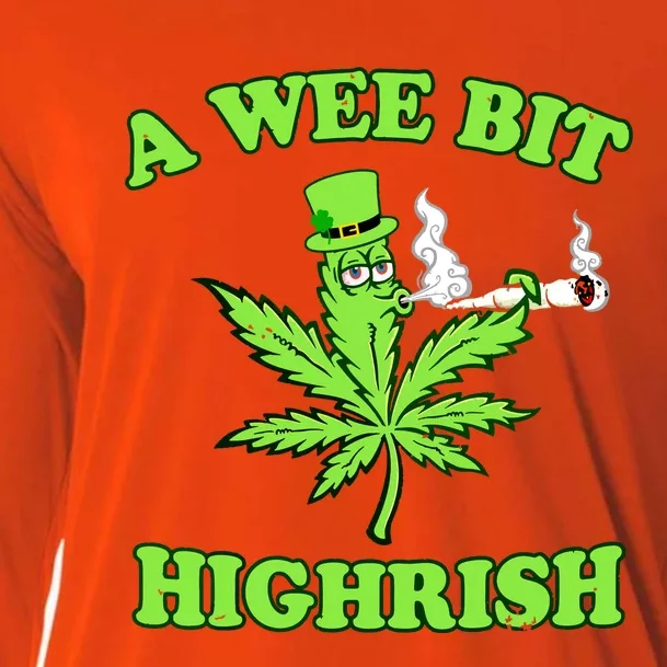 A Wee Bit Highrish Funny 420 Weed Marijuana St Patricks Day Cooling Performance Long Sleeve Crew