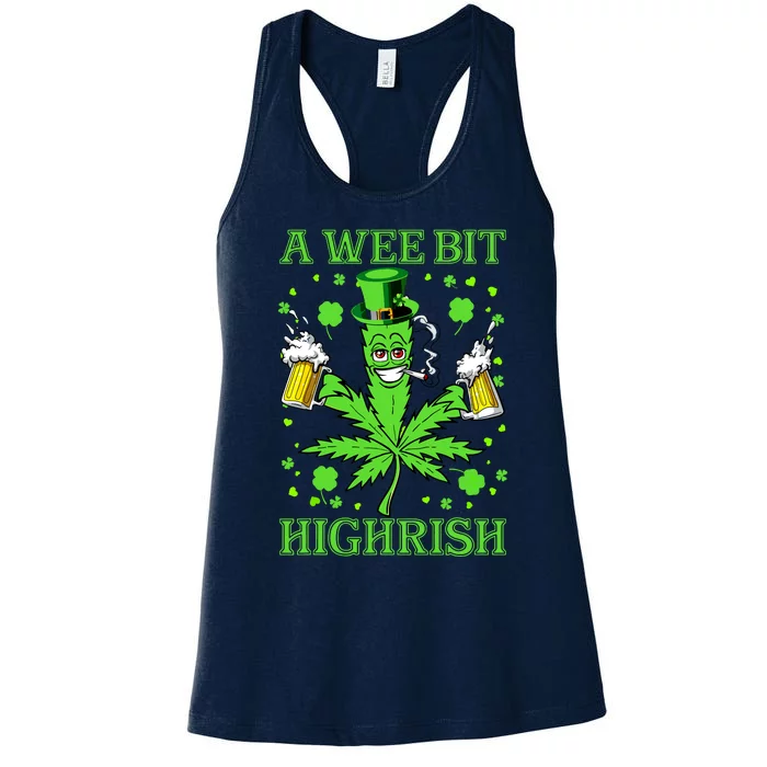 A Wee Bit Highrish Funny 420 Weed Marijuana St Patricks Day Women's Racerback Tank