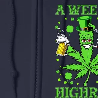 A Wee Bit Highrish Funny 420 Weed Marijuana St Patricks Day Full Zip Hoodie