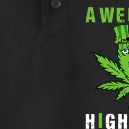 A Wee Bit Highrish Funny 420 Weed St Patricks Day Dry Zone Grid Performance Polo