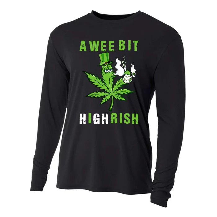 A Wee Bit Highrish Funny 420 Weed St Patricks Day Cooling Performance Long Sleeve Crew