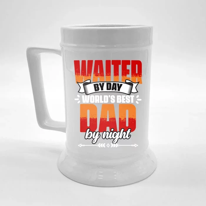 Awesome Waiter By Day World's Best Dad By Night Waitstaff Great Gift Front & Back Beer Stein