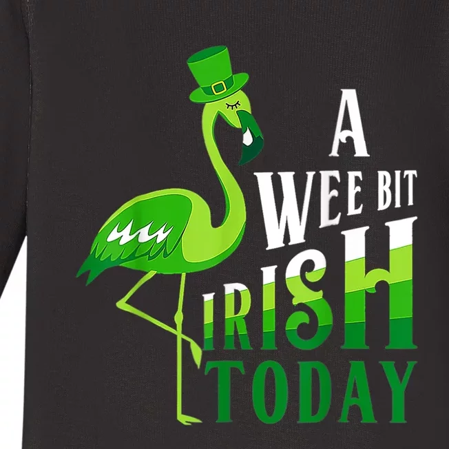 A Wee Bit Irish Today Flamingo St Patrick's Day Baby Long Sleeve Bodysuit