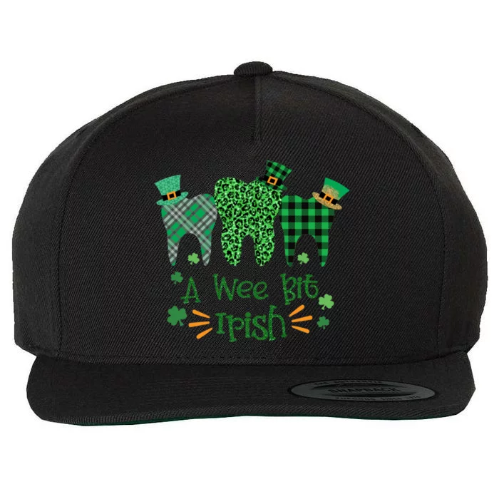 A Wee Bit Irish Leopard Plaid St Patrick’s Day Dentist Lucky Meaningful Gift Wool Snapback Cap