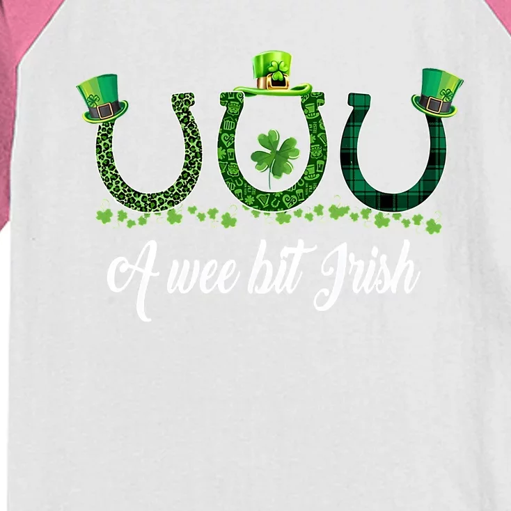 A Wee Bit Irish Horse PatrickS Day Kids Colorblock Raglan Jersey