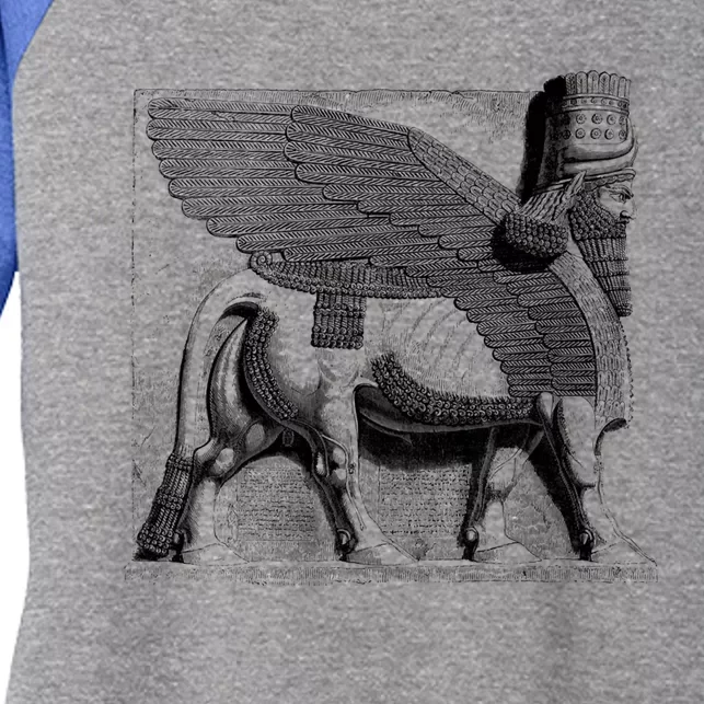 Assyrian Winged Bull Lamassu Iraq Iran Souvenir Cool Gift Women's Tri-Blend 3/4-Sleeve Raglan Shirt