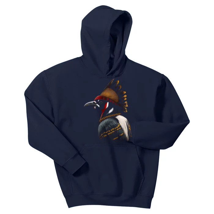 Acorn Woodpecker Bird American Indian Northwest Tribal Kids Hoodie