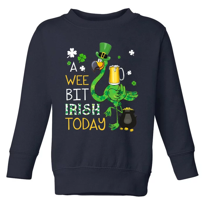 A Wee Bit Irish Today Green Flamingo Beer St Patrick's Day Toddler Sweatshirt