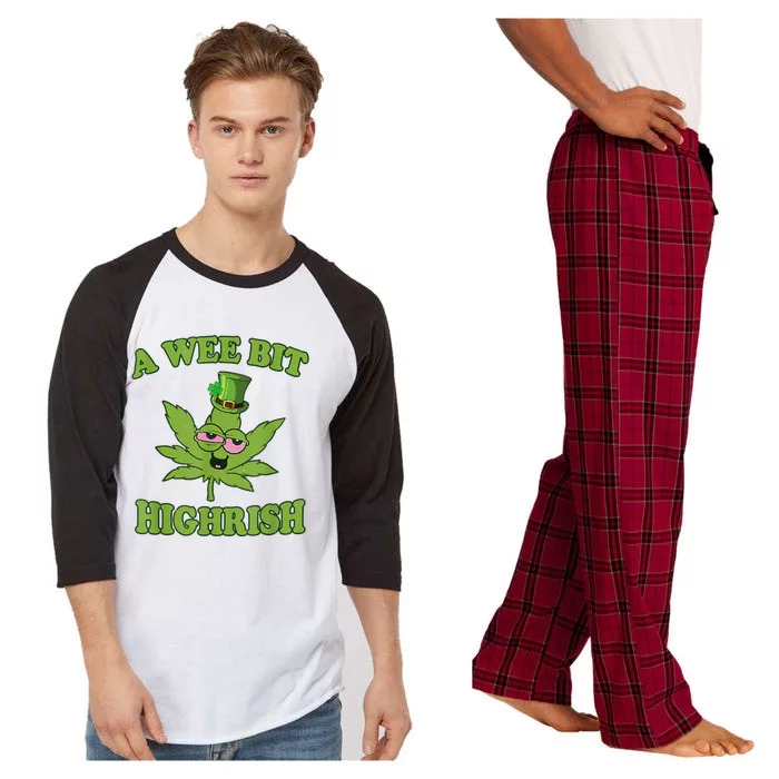 A Wee Bit Highrish Funny 420 Weed Marijuana St Patricks Day Raglan Sleeve Pajama Set