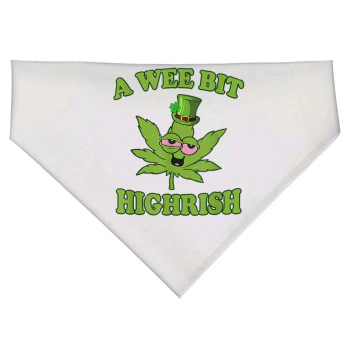 A Wee Bit Highrish Funny 420 Weed Marijuana St Patricks Day USA-Made Doggie Bandana