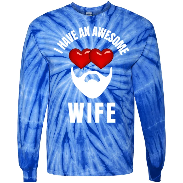 Awesome Wife Beard Taken Valentines Day Matching Couples Gift Tie-Dye Long Sleeve Shirt