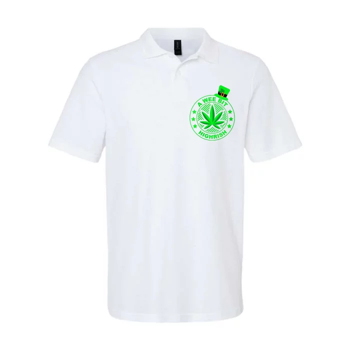 A Wee Bit Highrish Funny 420 Weed Marijuana St Patricks Day Vneck Softstyle Adult Sport Polo